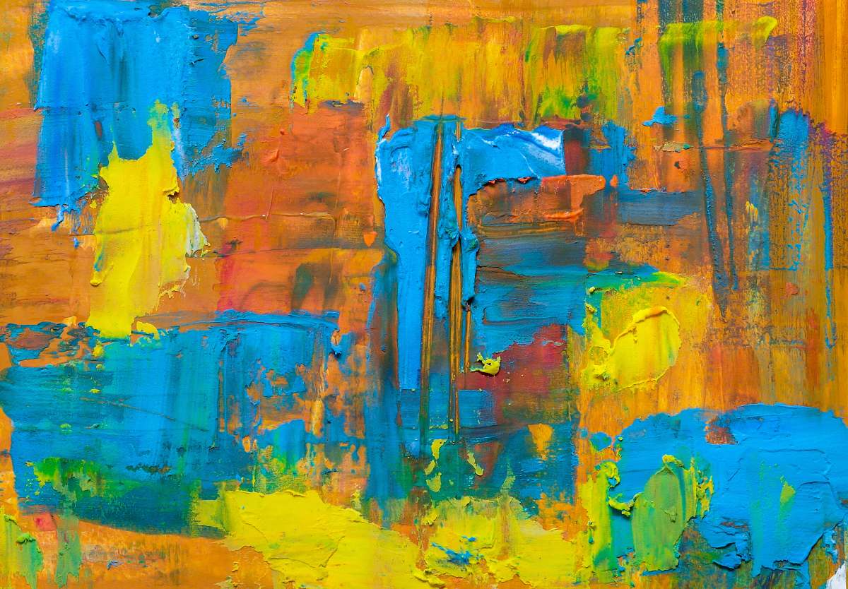 modern art orange and blue abstract painting painting